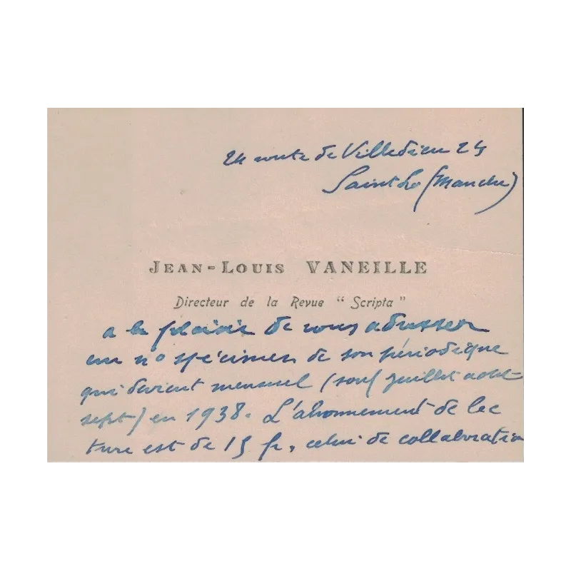 VANEILLE Jean-Louis (1912-1983) - POETE ET HISTORIEN.