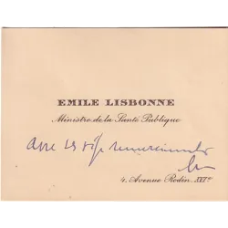 LISBONNE Emile (1876-1947) - MINISTRE DE LA SANTE PUBLIQUE