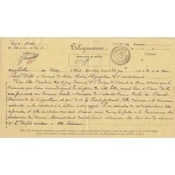 SADI CARNOT - TELEGRAMME SUR L'ATTENTAT DE SADI CARNOT - DE DAX LANDES LE 29-6-1894.