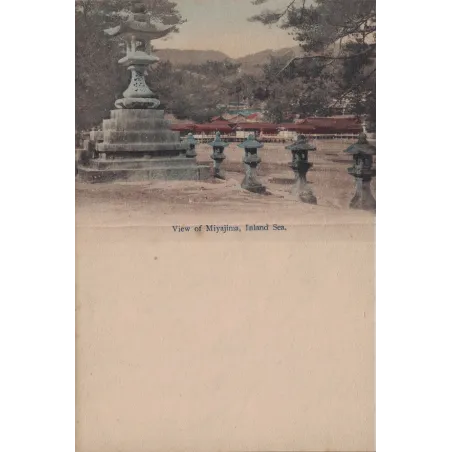 JAPON - PAPIER A LETTRE ILLUSTRE VIEW OF MIYAJIMA, INLAND SEA - PERIODE 1920.