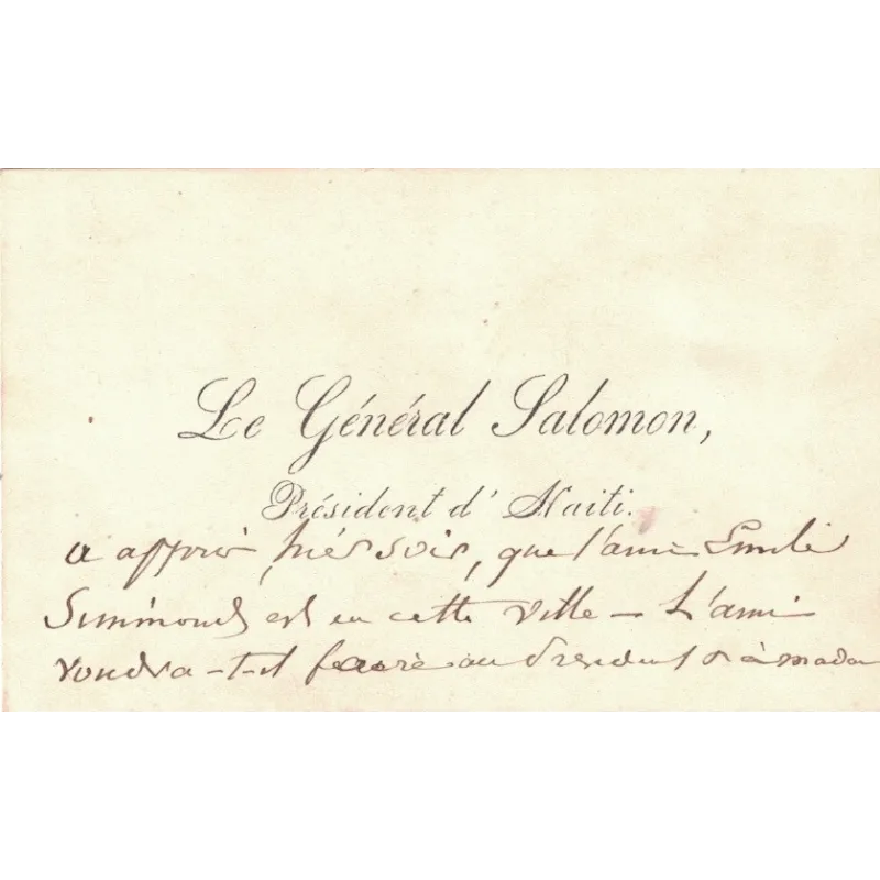 LYSIUS SALOMON Louis Etienne Félicité (1815-1888) - PRESIDENT DE LA REPUBLIQUE D'HAITI DE 1879 à 1888.