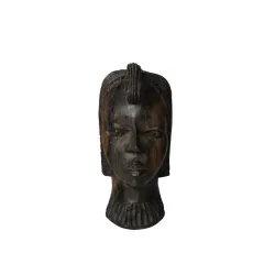 Art Africain - Tête de Femme en bois d'ébène massif