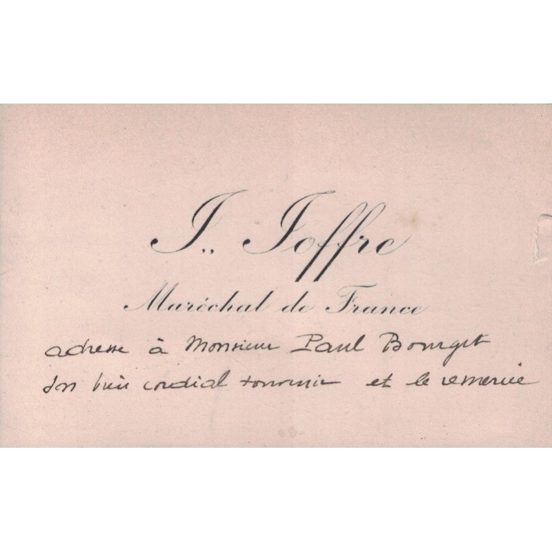 JOFFRE JOSEPH (1852-1931) - MARECHAL DE FRANCE - CARTE DE VISITE.