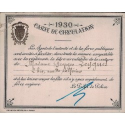 LEYGUES Georges - MINISTRE - CARTE DE CIRCULATION DE CIRCULATION DE 1930.