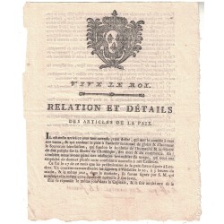 TRAITE DE VERSAILLES DE 1783 - VIVE LE ROI - RELATION ET DETAILS DES ARTICLES DE LA PAIX.