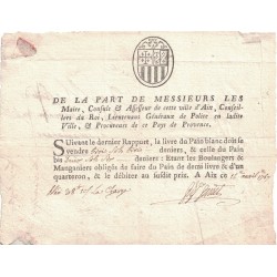 LOUIS XV - BOUCHES DU RHONE - AIX - OBLIGATION DU PRIX DE VENTE DU PAIN - 15 AVRIL 1767