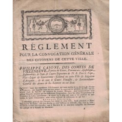 VAUCLUSE (FRANCE) - AVIGNON - CONVOCATION BY PHILIPPE CASONI VICE LEGATE OF POPE - MARCH 5, 1790