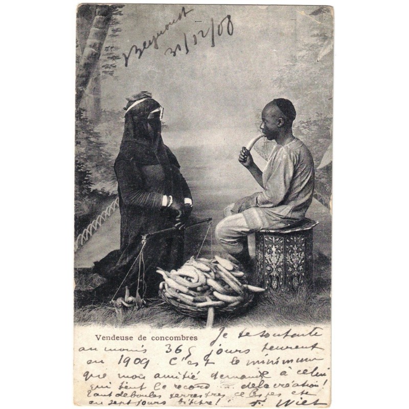 SYRIA - BEYROUTH - FRENCH POST "TYPE BLANC" - CUCUMBER SELLER (EGYPT) - POST CARD SYRIA - BEYROUTH - FRENCH POST "TYPE BLANC" - CUCUMBER SELLER (EGYPT) - POST CARD