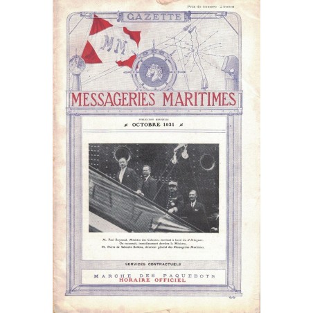 LA GAZETTE DES MESSAGERIES - PAUL REYNAUD MINISTRE DES COLONIES A BORD DU D'ARTAGNAN