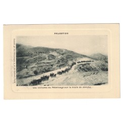 PALESTINE - LES VOITURES DU PÉLERINAGE SUR LA ROUTE DE JÉRICHO - CARTE POSTALE