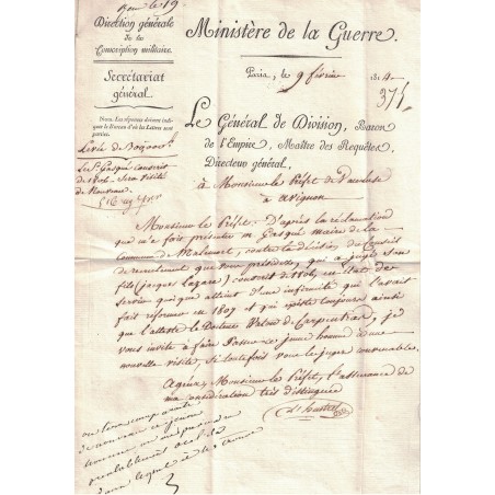 HASTREL DE RIVEDOUX Etienne D' (1766-1846) Baron d'Empire - Directeur Général des Conscription Ministère de la Guerre.