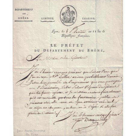 Jean-Xavier Bureaux de Pusy (1750-1806) - Préfet d’Empire - Visite de Pauline BONAPARTE à Lyon.