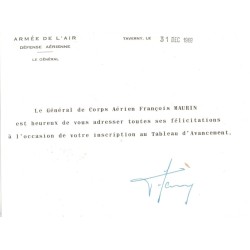 MAURIN François (1918-2018) - Général d'Armée Aérienne - Chef d'Etat Major des Armées.